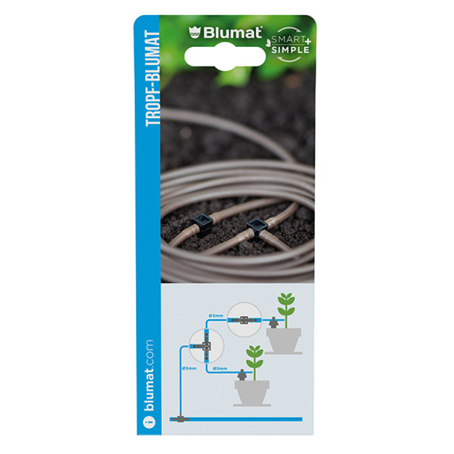 Tubo per irrigazione a goccia 3m + 1 Mini-giunto di ramificazione + 2 Mini-raccordi